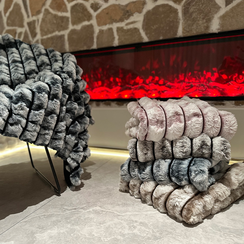 Back printing stripe cutting flower cutting rabbit hair